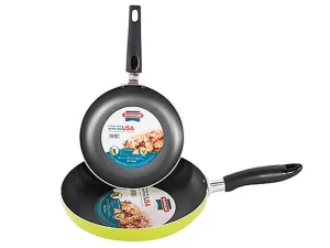 Bộ 2 chảo nhôm trơn cạn Sunhouse CT1824C (18cm, 24cm, xanh đen)