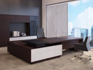 Bộ bàn giám đốc sang trọng phong cách Italia Fami Lufa E02-D2423L-R (2.400 x 2.100 x 760 mm)