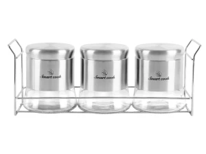 Bộ hộp đựng gia vị thủy tinh 4 món Smartcook SM-8400OL