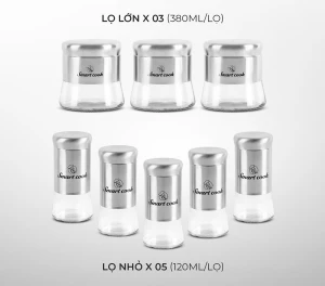Bộ hộp đựng gia vị thủy tinh 9 món Smartcook SM-8401OL