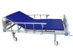 Giường bệnh nhân sắt ABS sơn tĩnh điện-1 tay quay kèm đệm