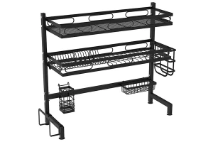 Kệ chén bát sơn đen chống khuẩn cao cấp 2 tầng Vando 6318