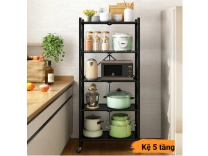 Kệ để đồ gấp gọn đa năng sơn đen cao cấp 5 tầng Vando 4403