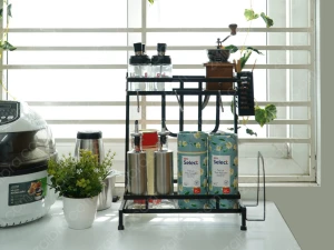 Kệ gia vị sơn đen cao cấp 2 tầng Zaibra KGV2T