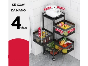 Kệ xoay để đồ thông minh sơn đen 4 tầng Vando 4702