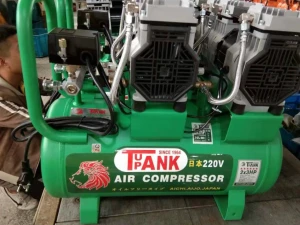 Máy nén khí không dầu, giảm âm TAK-70 (70 lít - 3HP x 2)