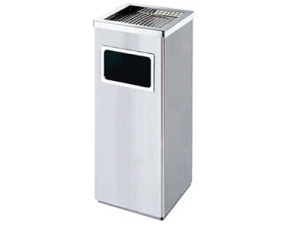 Thùng rác inox vuông có gạt tàn Paloca (240mm x 240mm x 620mm)