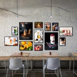 Bộ 12 tranh treo tường kem tươi và trà sữa chân trâu MS1208