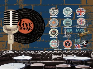 Tranh dán tường trừu tượng âm nhạc TDT817