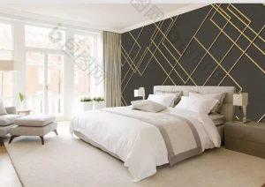 Tranh dán tường trừu tượng kẻ vàng TDTA101