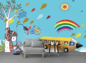 Tranh dán tường vẽ hoạt hình màu sắc TDT946