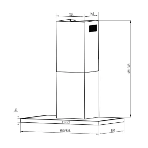 Máy hút mùi kính toa Kaff KF-991B New Black
