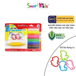 Đất nặn vỉ nhựa 200g 4 khuôn và cây lăn MC07 (16 màu/hộp)