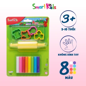 Đất nặn vỹ nhựa 12 màu thường 4 khuôn 1 cây lăn SK-BL12M5R