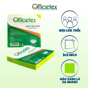 Giấy ghi chú Officetex 3 x 3 cyber màu xanh lá dạ quang