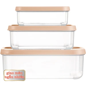 Bộ 3 hộp thực phẩm hình chữ nhật Hokkaido (500-1000-2000 ml)