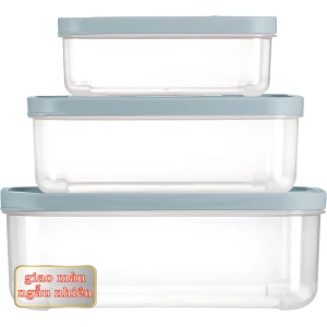 Bộ 3 hộp thực phẩm hình chữ nhật Hokkaido (750-1500-2500 ml)