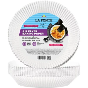 Bộ 50 khay giấy lót chống dính nồi chiên không dầu hình tròn Lafonte-004329-WHI