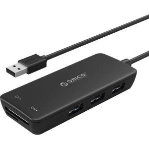 Đầu đọc thẻ USB Hub 3 cổng 2.0 Orico H3TS-U2-BK (Đen)