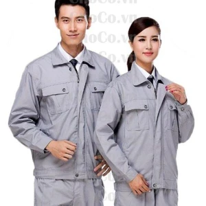 Áo Bảo Hộ Lao Động Vải Thô Màu Ghi Chất Lượng Cao Giá Tốt