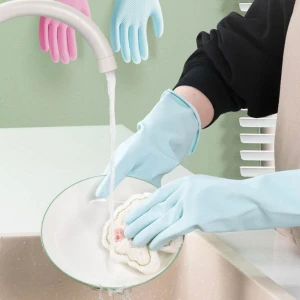 Găng Tay Cao Su Nitrile Xanh Pastel Co Giãn Tốt Cho Nội Trợ