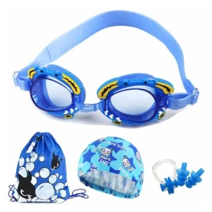 Kính Bơi Trẻ Em Che Mắt Che Mũi Chắn Nước Màu Xanh