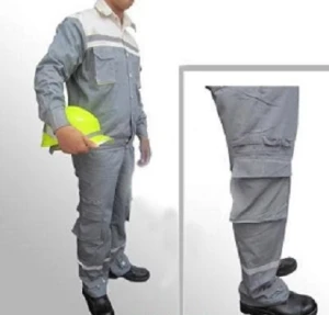 Quần áo bảo hộ lao động vải bạt dày chống cháy màu ghi