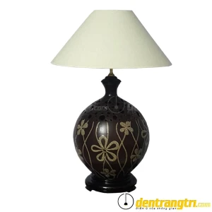 Đèn Gốm Tròn Hoa Cỏ Trắng - DGDN003 - Đèn Trang Trí
