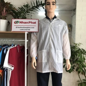 Áo blouse phòng sạch chống tĩnh điện cổ bẻ nút cài PS622-24