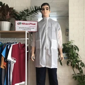 Áo blouse phòng sạch chống tĩnh điện cổ trụ khóa kéo PS622-26