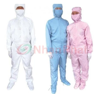 Bộ quần áo phòng sạch liền thân có mũ, khẩu trang PS622-03