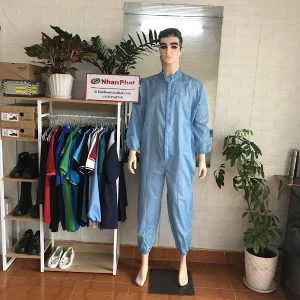 Quần áo phòng sạch liền thân PS622-19 không nón màu xanh