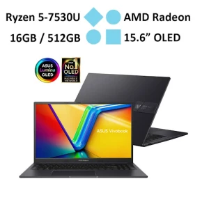 Máy tính xách tay/ Laptop Asus Vivobook 15X Oled M3504YA-L1268W (AMD Ryzen 5-7530U) (Đen) - Hàng trưng bày