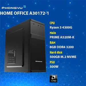 Máy tính để bàn/PC Phong Vũ Home Office A30172-1 (AMD Ryzen 3 4300G/8GB/500GB SSD/Free DOS)