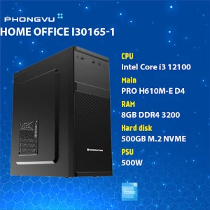 PC PV Home Office I30165-1 (Intel Core i3-12100/ 1 x 8GB/ 500GB SSD/ Free DOS)