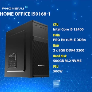 PC Phong Vũ Home Office I50168-1 (Intel Core i5-12400/2x8GB/500GB SSD/Free DOS)