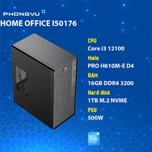 Máy tính để bàn/PC Phong Vũ Home Office I50176 (Intel Core I3 12100/16GB/1TB SSD/Free DOS)