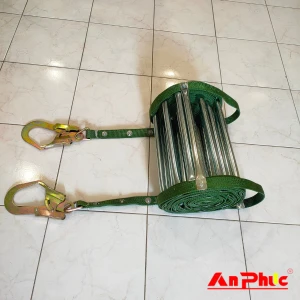 Thang dây thoát hiểm bậc thép mạ kẽm trắng 20 mét