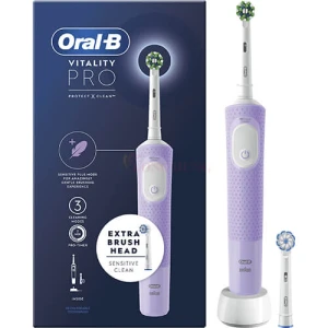 Bàn chải điện Oral-B Vitality Pro-Lilac Mist (1 đầu Sensitive,1 đầu Crossaction)