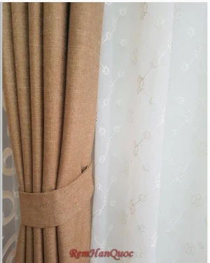 Rèm Vải Hai Lớp Cản Nắng Hoa Văn Chìm Căn Hộ Vinhomes RV23