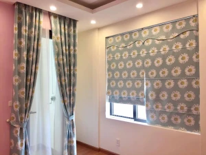 Rèm vải style Hàn Quốc họa tiết bắt mắt cản sáng mã TM41-78