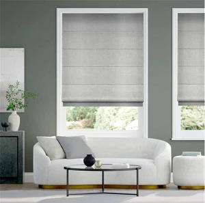 Rèm roman cửa sổ phòng khách màu xám chống nắng