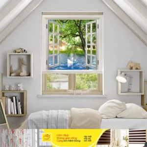 Rèm Cuốn In Tranh Thiên Nga HC-28