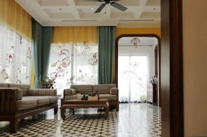 Rèm Vải Thêu Hoa Sen HS-45