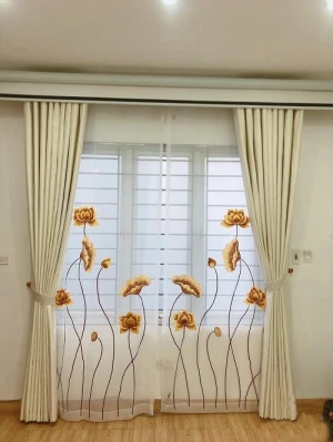 Rèm Vải Thêu Hoa Sen HS-49