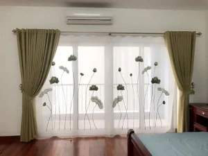 Rèm Vải Thêu Hoa Sen HS-51