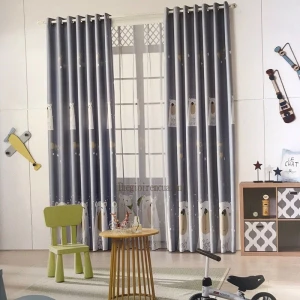 Mành cửa sổ phòng trẻ em hình gấu xám đáng yêu