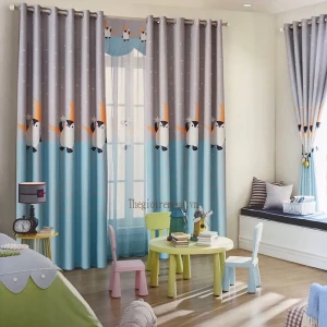 Rèm cửa cao cấp phòng em bé họa tiết chim cánh cụt