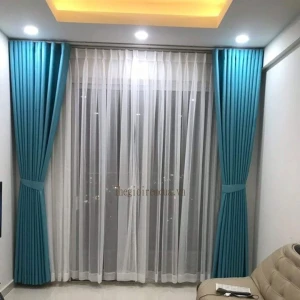 Rèm cửa vải màu xanh ngọc giá rẻ đẹp chất lượng cao