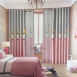 Rèm phòng ngủ trẻ em hoa văn chim cánh cụt dễ thương